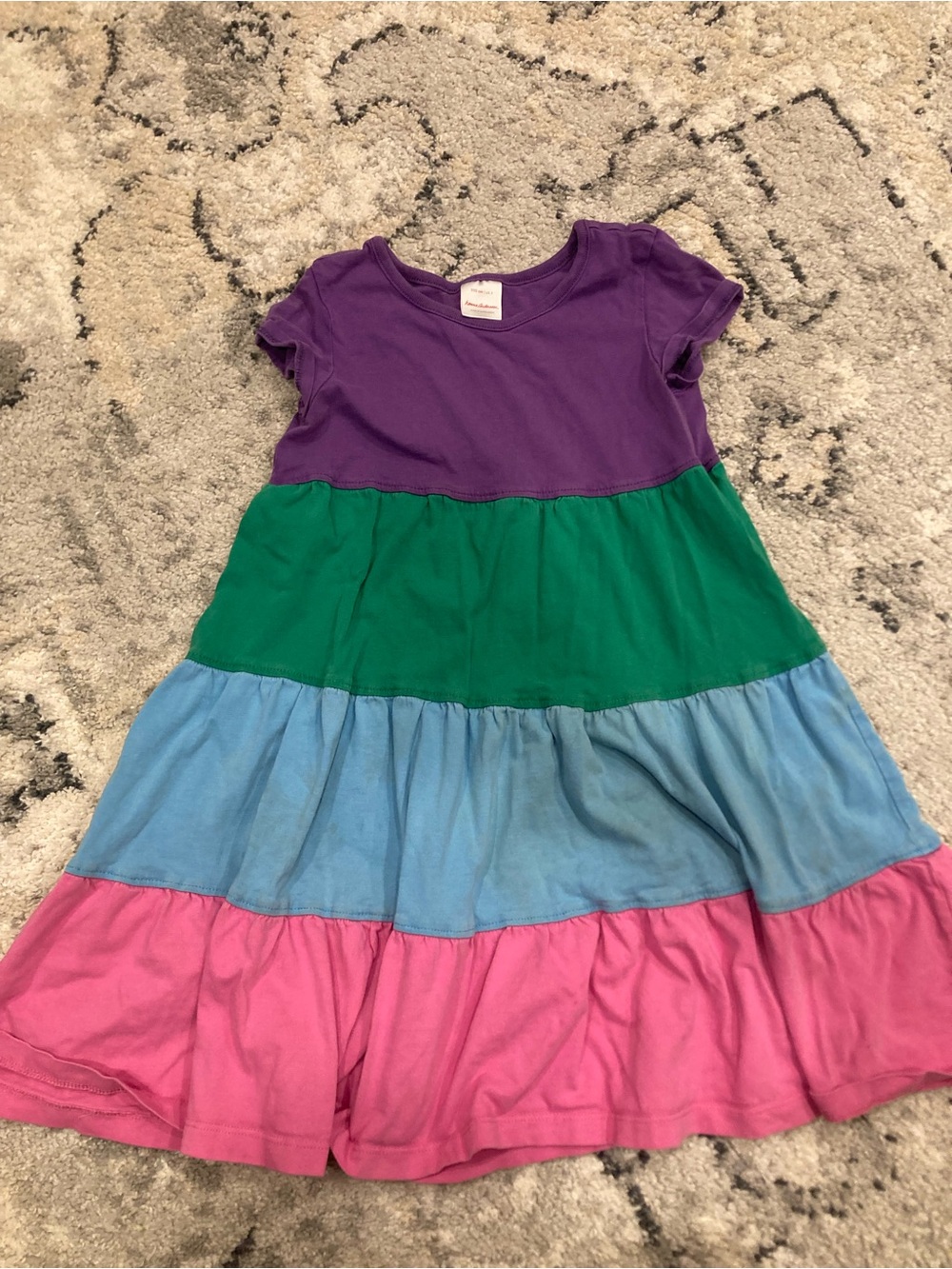 Hanna Andersson Bright Tiered Dress in Purple, Green, Blue & Pink
